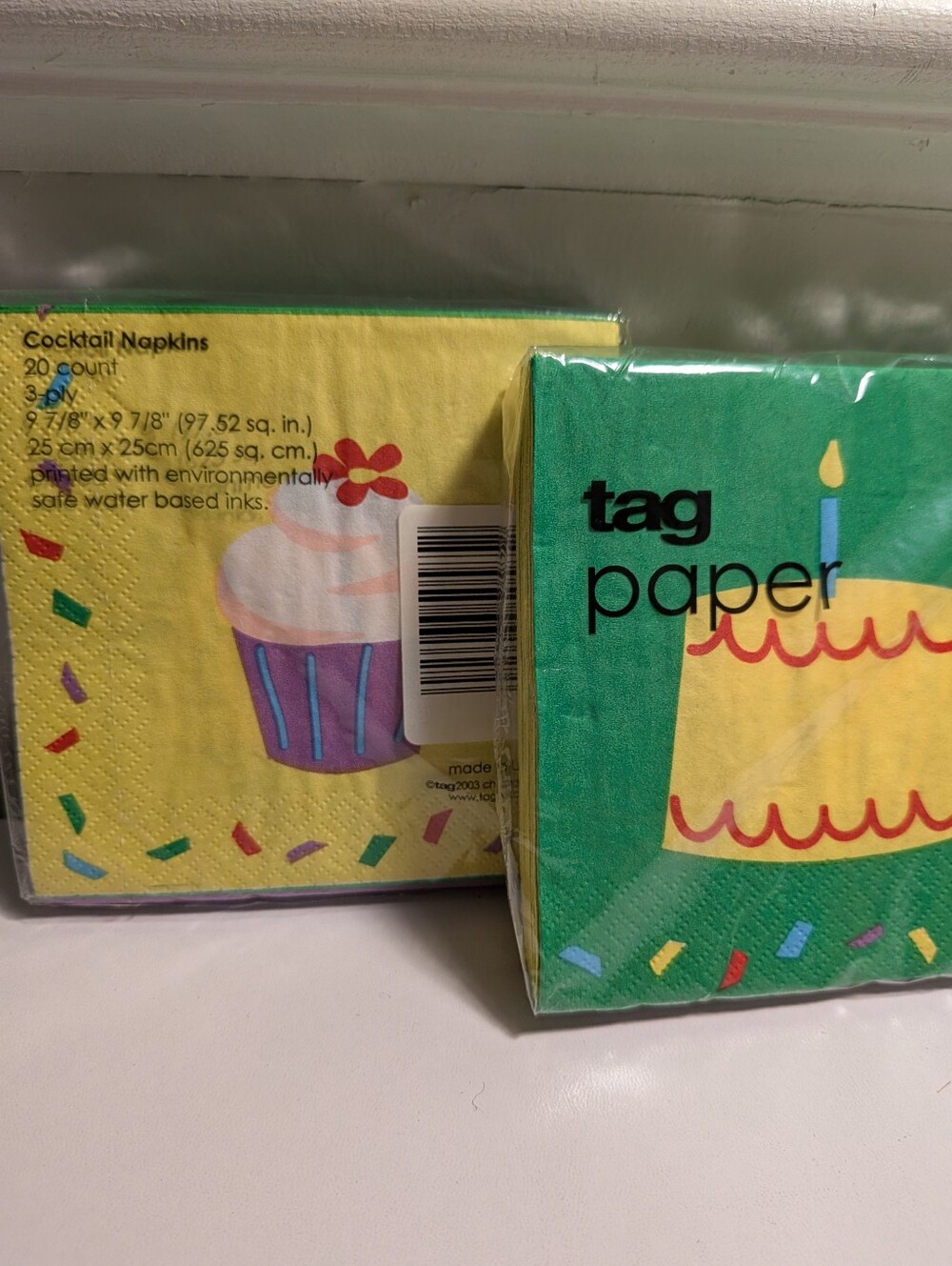 TAG Birthday Cake Cupcake Party Paper Cocktail Napkins Bundle Set of 2